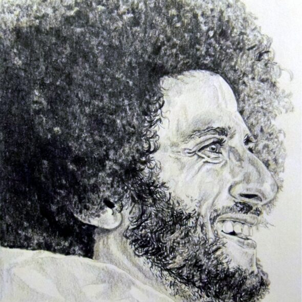 Portrait of Colin Kaepernick. Pencil drawing.