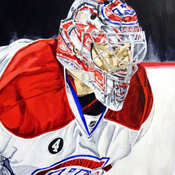 Watercolour portrait of Price playing for Montreal.